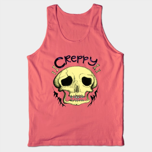 Creppy Halloween Skull T Tank Top by SpookTown